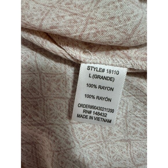 Be Cool Top Womens Large‎ Cream Pink Floral Geometric Rayon Boho - Picture 9 of 9